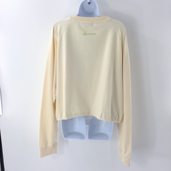 Tokidoki Women Sweatshirt Tokimeki Unicorno Cropped Drawstring Ivory Sz 3XL - Picture 6 of 11